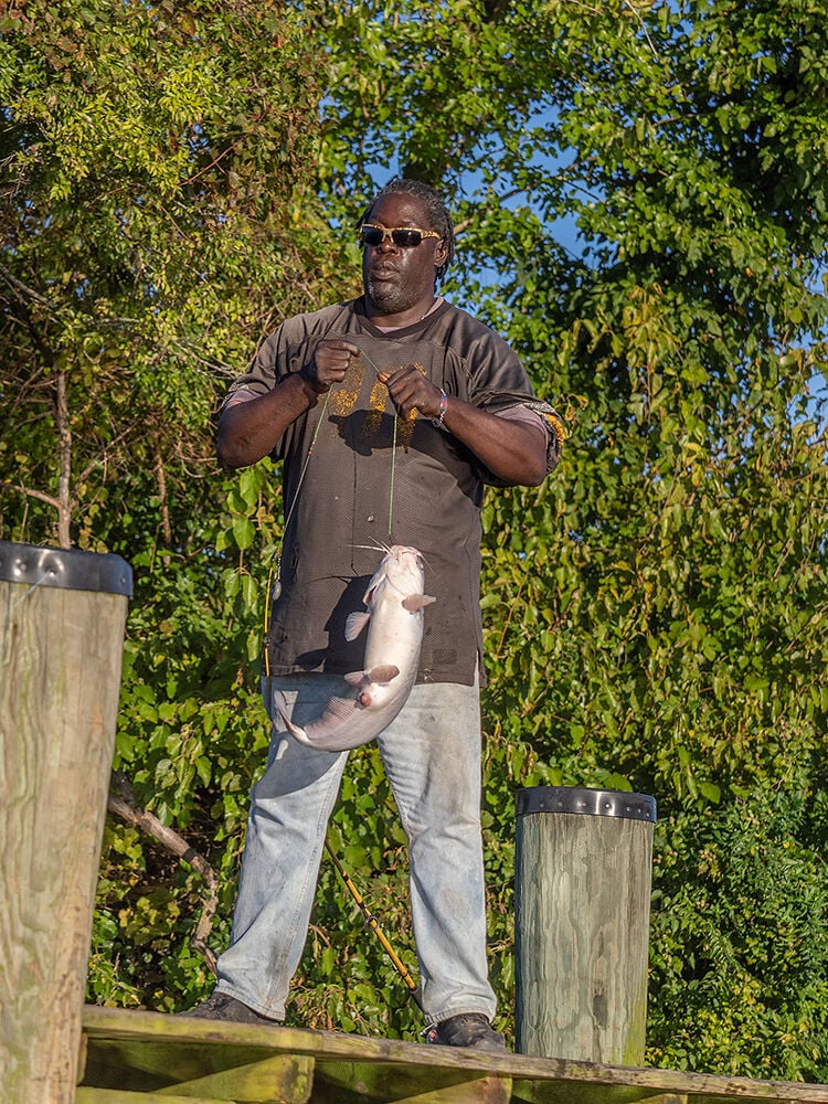 Angler with blue catfish